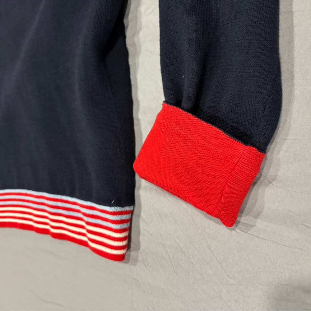 CAbi blue and red striped reversible sweater, size large. Thick soft material. - Picture 4 of 9